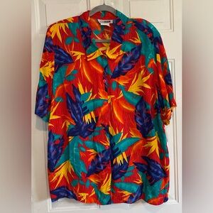C.M. Shapes Hawaii Tropical Rayon Multicolor Short Sleeve Size 3XL NWOT Vintage